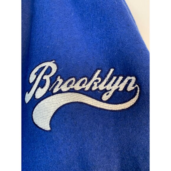 VTG Rare Steve & Barrys XXL Brooklyn Varsity Jacket Blue Wool RR10729 Mens - Picture 3 of 12